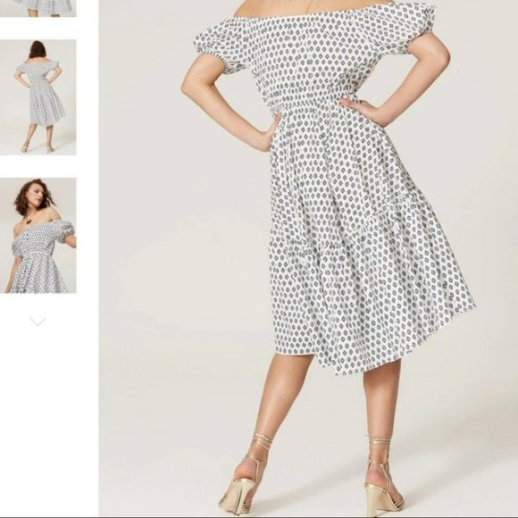 CAROLINE CONSTAS | NWOT Bardot Flounce Midi Puff Sleeve DesignerDress (Size S) - Picture 3 of 14